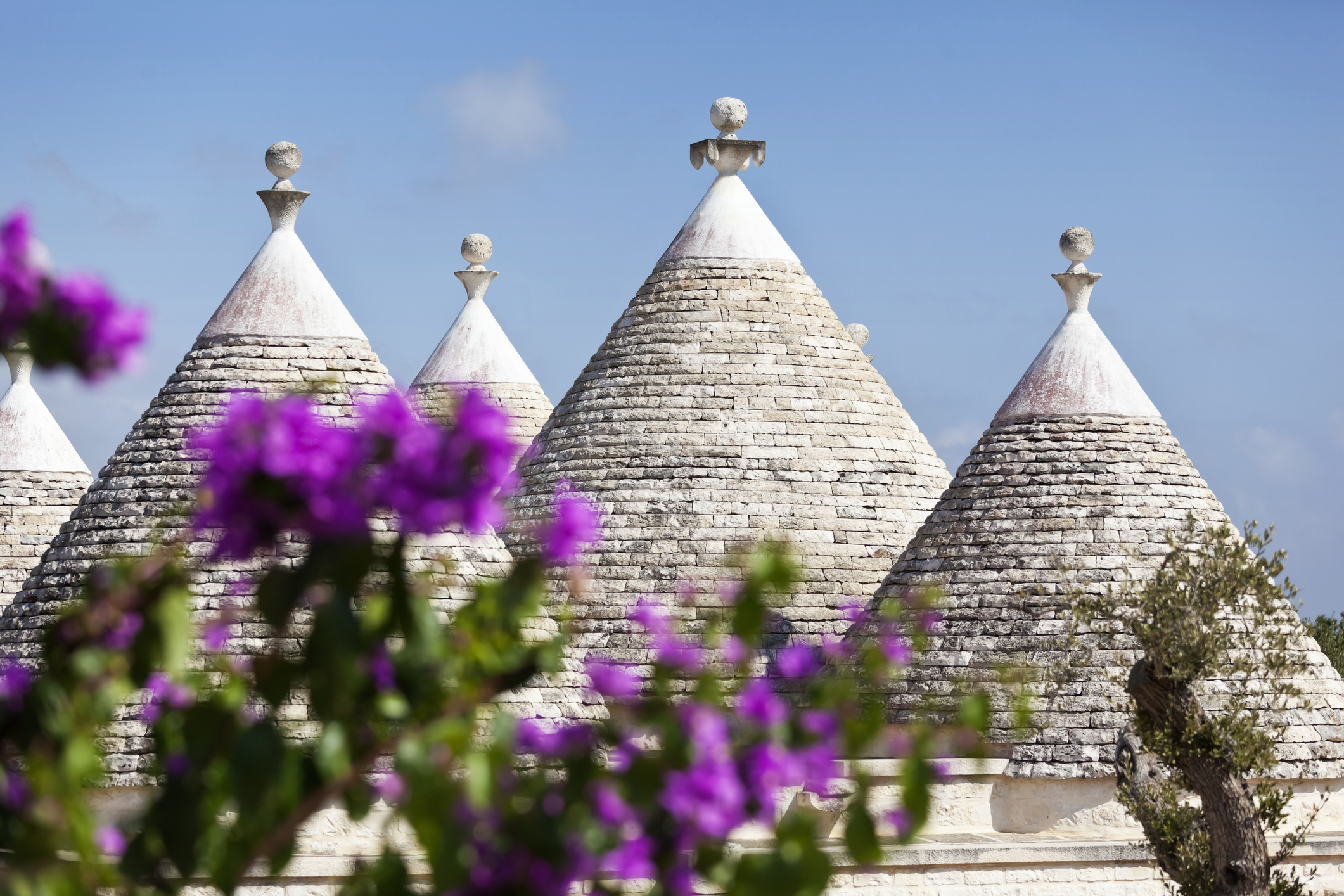 A limestone trullo in Puglia, in the Itrea Valley, in Southern Italy, the only place that these dry stone buildings with their conical roofs can be found. Mostly built as field or agricultural buildings, many became homes and are now sought after for refurbishment and holiday homes.