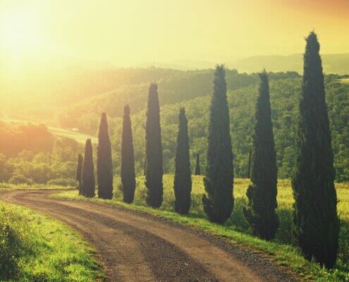 Villa on a hill in the Tuscan countryside